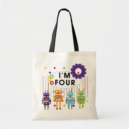 Tote Bag Robot T-shirts et cadeaux d'anniversaire 4e (Devant)