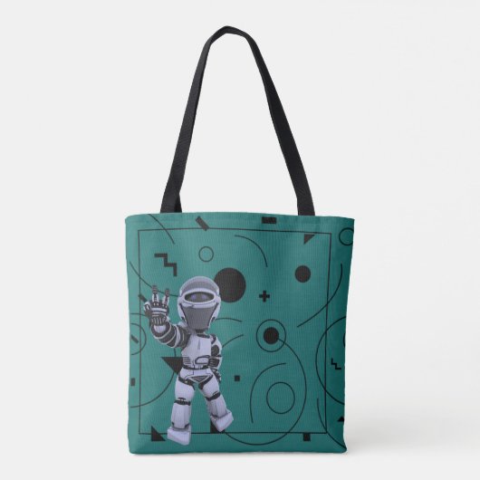 Tote Bag Robot vert mignon Formes géométriques Enfants (Dos)