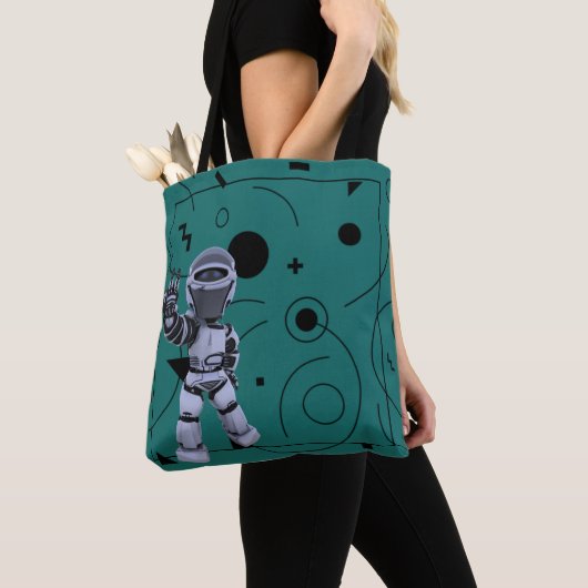 Tote Bag Robot vert mignon Formes géométriques Enfants (De près)