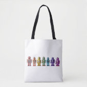 Tote Bag Robots arc-en-ciel (Devant)