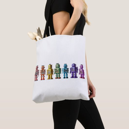 Tote Bag Robots arc-en-ciel (De près)
