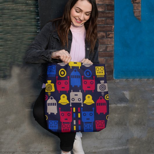 Tote Bag robots caricaturaux
