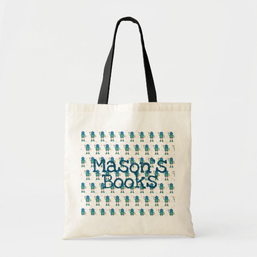 Tote Bag Robots Répéter les livres de bibliothèque de noms (Devant)
