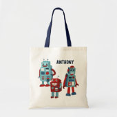 Tote Bag Robots rétro mignons Sci-Fi personnalisé (Devant)