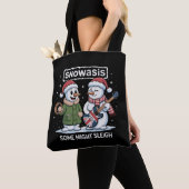 Tote Bag Rock Christmas SNOWASIS Some Might Sleigh Snowman (De près)