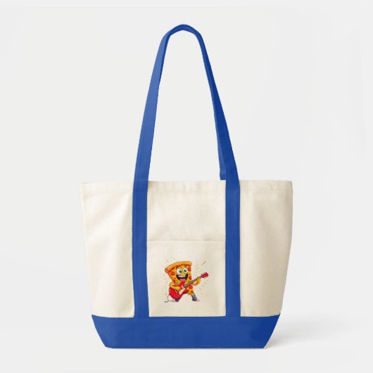 Tote Bag **Rock ’n’ Roll Pizza – Funny Guitar-Playing Slice (Devant)