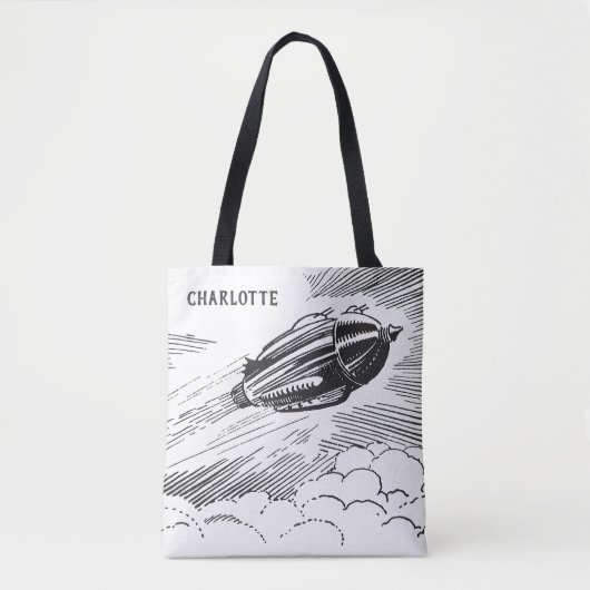 Tote Bag Rocket de vaisseau spatial de science-fiction vint (Devant)