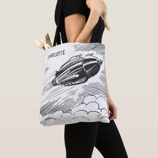 Tote Bag Rocket de vaisseau spatial de science-fiction vint (De près)