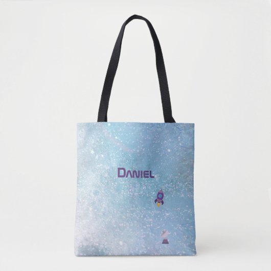 Tote Bag Rocket spatiale vers la Lune avec satellite person (Devant)