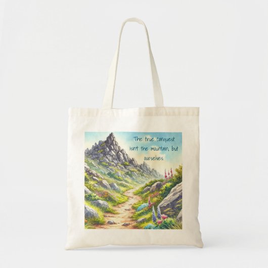 Tote Bag Rocky Mountain Path & Quote (Devant)