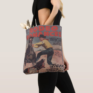 Tote Bag Rodéo Occidental Cowboy Calf Roping Rodéo Romance