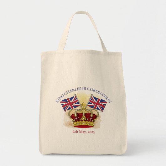 Tote Bag Roi Charles III Couronne de couronnement et drapea (Devant)