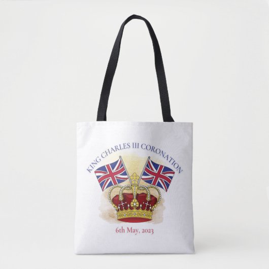 Tote Bag Roi Charles III Couronne de couronnement et drapea (Devant)