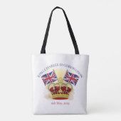 Tote Bag Roi Charles III Couronne de couronnement et drapea (Dos)