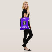 Tote Bag Roller Derby Logo Purple Black Team Name Uniform (Sur le modèle)