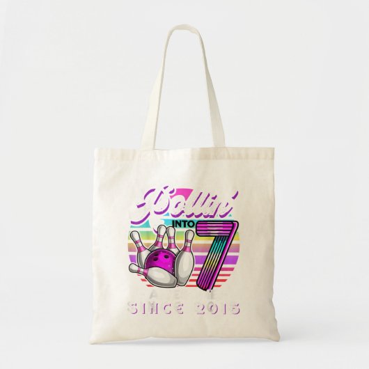 Tote Bag Rollin' en 7 Awesome 2015 Retro Bowling 7th Birt (Devant)
