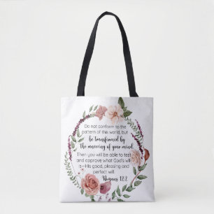 Tote Bag Romains 12:2 Ne pas se conformer au motif Floral