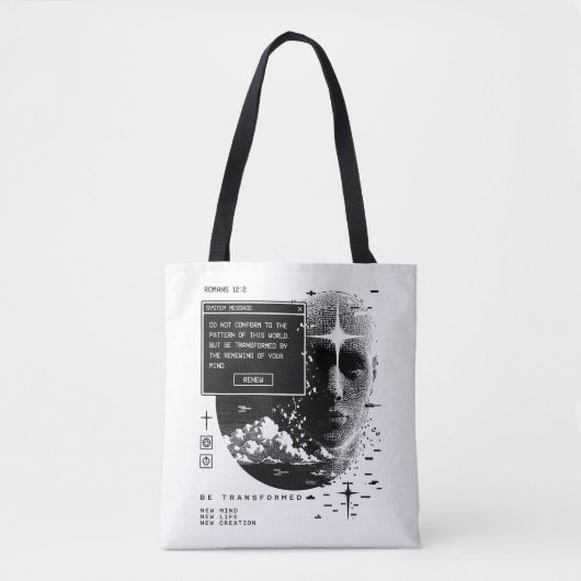 Tote Bag Romains 12:2 Renouveler Votre Système de Message M (Devant)