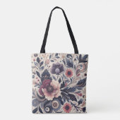 Tote Bag Romance foncée Bourgogne Art Déco Floral Été (Dos)