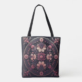 Tote Bag Romance foncée Bourgogne Art Déco Floral Été (Dos)