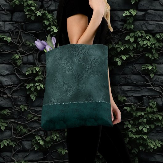 Tote Bag Romance Turquoise de minuit | Dark Satiny Grunge D