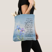 Tote Bag Romans 8:28 Iris Aquarelle (De près)