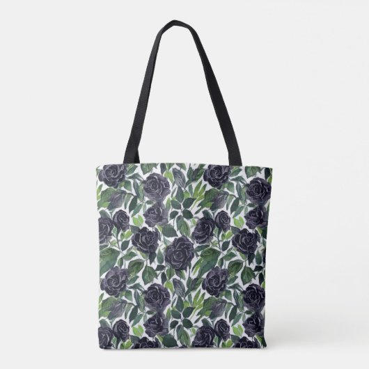 Tote Bag Romantic watercolor bouquet: dark & black roses (Dos)