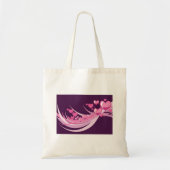 Tote Bag Romantique Abstrait Coeurs Rose Design Sur Violet (Devant)