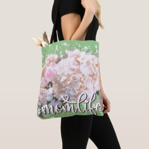 Tote Bag Romantique blanc rose floral rose rose fleurs blan