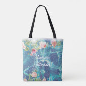 Tote Bag Romantique bleu customisé noms de couple (Dos)