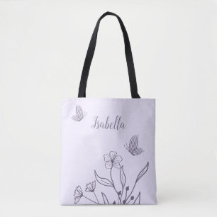 Tote Bag Romantique élégant floral mauve