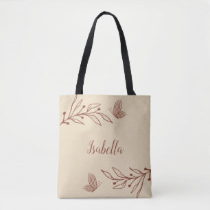 Tote Bag Romantique élégant floral terracotta