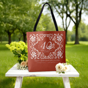 Tote Bag Romantique Shabby Chic Rouge Rouille 40e Anniversa