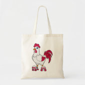Tote Bag Rooster à Patinage en ligne avec Roller skates (Devant)