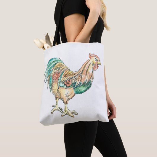 Tote Bag Rooster Art (De près)
