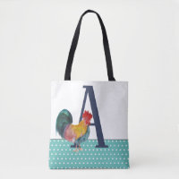 Rooster Rustique Grand Monogramme Pois Turquoises
