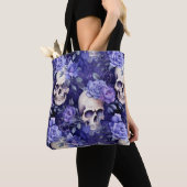 Tote Bag Rosas violetas con calaveras (De près)