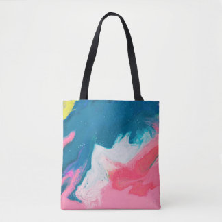 Tote Bag rose Abstrait, turquoise : arrière - plan de peint