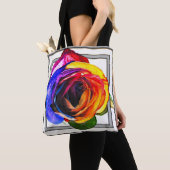 Tote Bag Rose Arc-en-Ciel (De près)