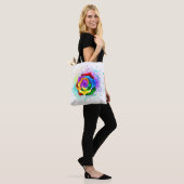 Tote Bag Rose arc-en-ciel coloré (Sur le modèle)