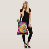 Tote Bag Rose arc-en-ciel psychédélique (Sur le modèle)
