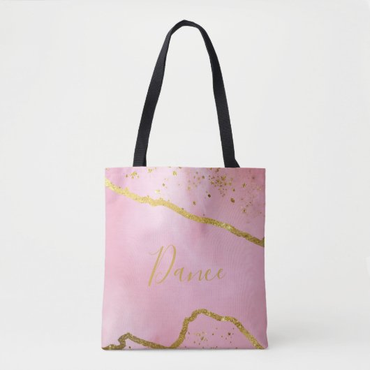 Tote Bag Rose avec Parties scintillant d'or Danse Fourre-to (Devant)