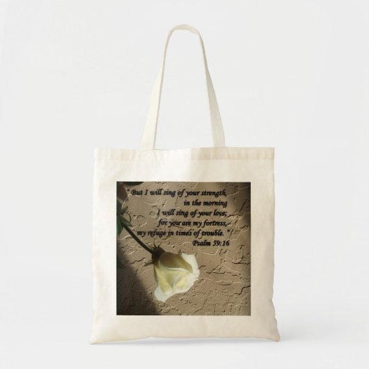 Tote Bag Rose blanc de 59:16 de psaume (Devant)