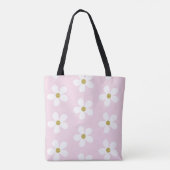 Tote Bag Rose Blanc Simple Daisy Or Monogramme (Dos)