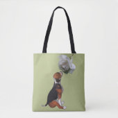 Tote Bag Rose blanche de beagle chiot (Devant)