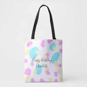 Tote Bag Rose bleu jaunejoyeux anniversaire formes enfants