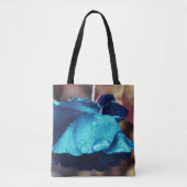 Tote Bag Rose bleu Lingering Raindrops Flower Art (Devant)