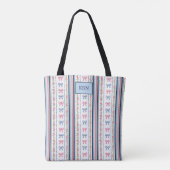 Tote Bag Rose Bleu Monogramme Coquette Arc Ruban Branché (Dos)
