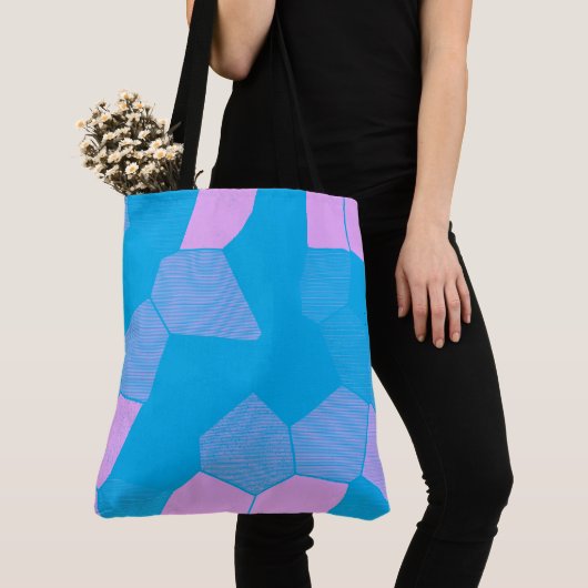 Tote Bag Rose/bleu rétro (De près)