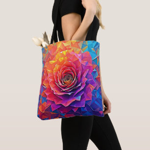 Tote Bag Rose Bloom Abstrait Low Poly Art